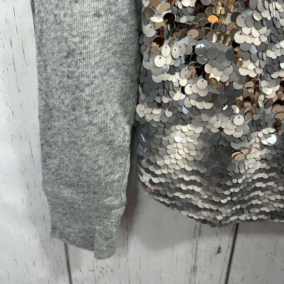 Express Love Sequined Sweater Gray Silver Festive Party Glam Long Sleeve Size M - Picture 6 of 12